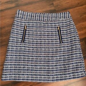 LOFT Blue and White Tweed Mini Skirt